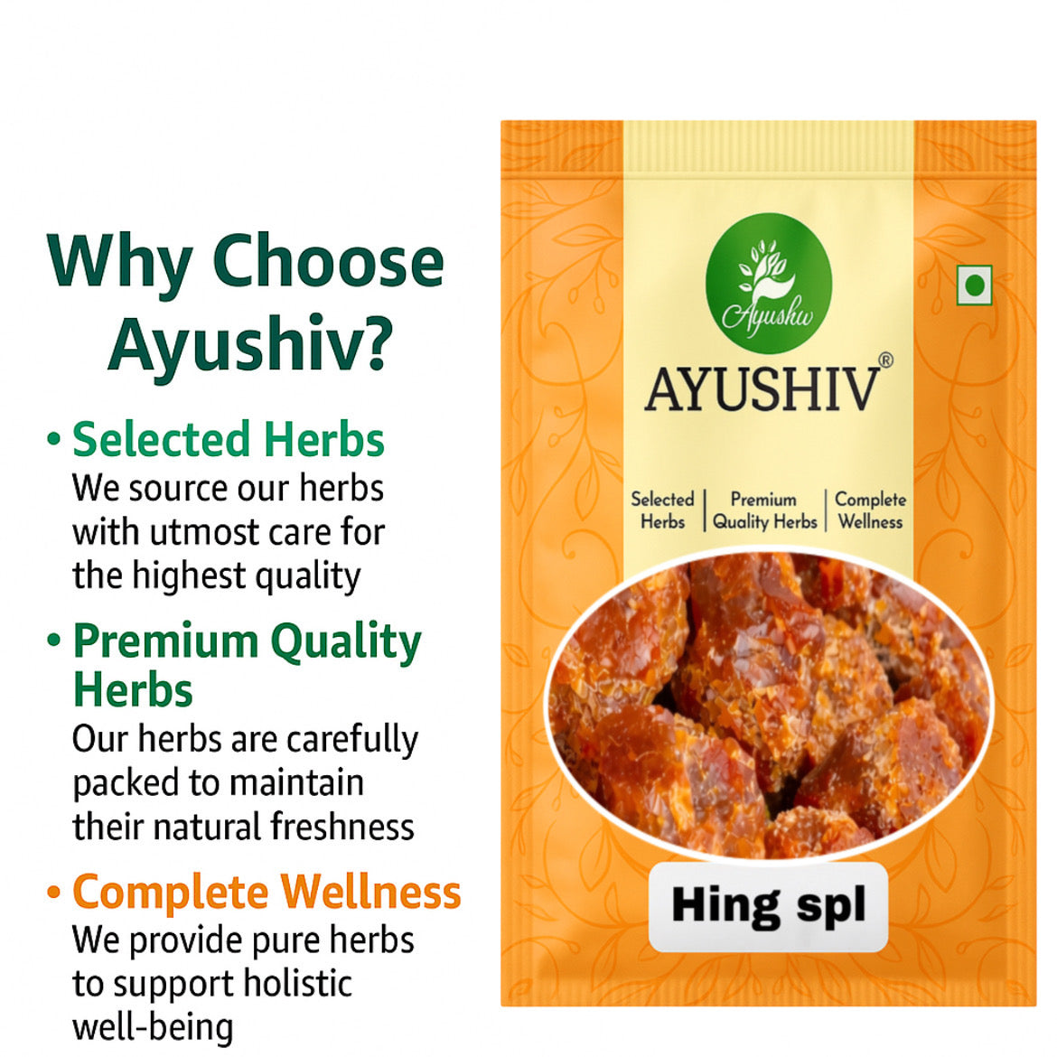 Ayushiv Hing Dali (Asafoetida) | Ferula Asafoetida Resin | Pure, Strong & Highly Potent | Hing Spl
